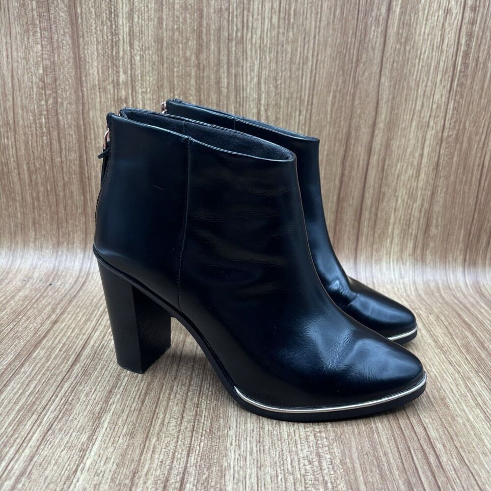 Ted Baker London BLACK LEATHER Women's Vaully Bootie‎ Eu 36.5 US 6